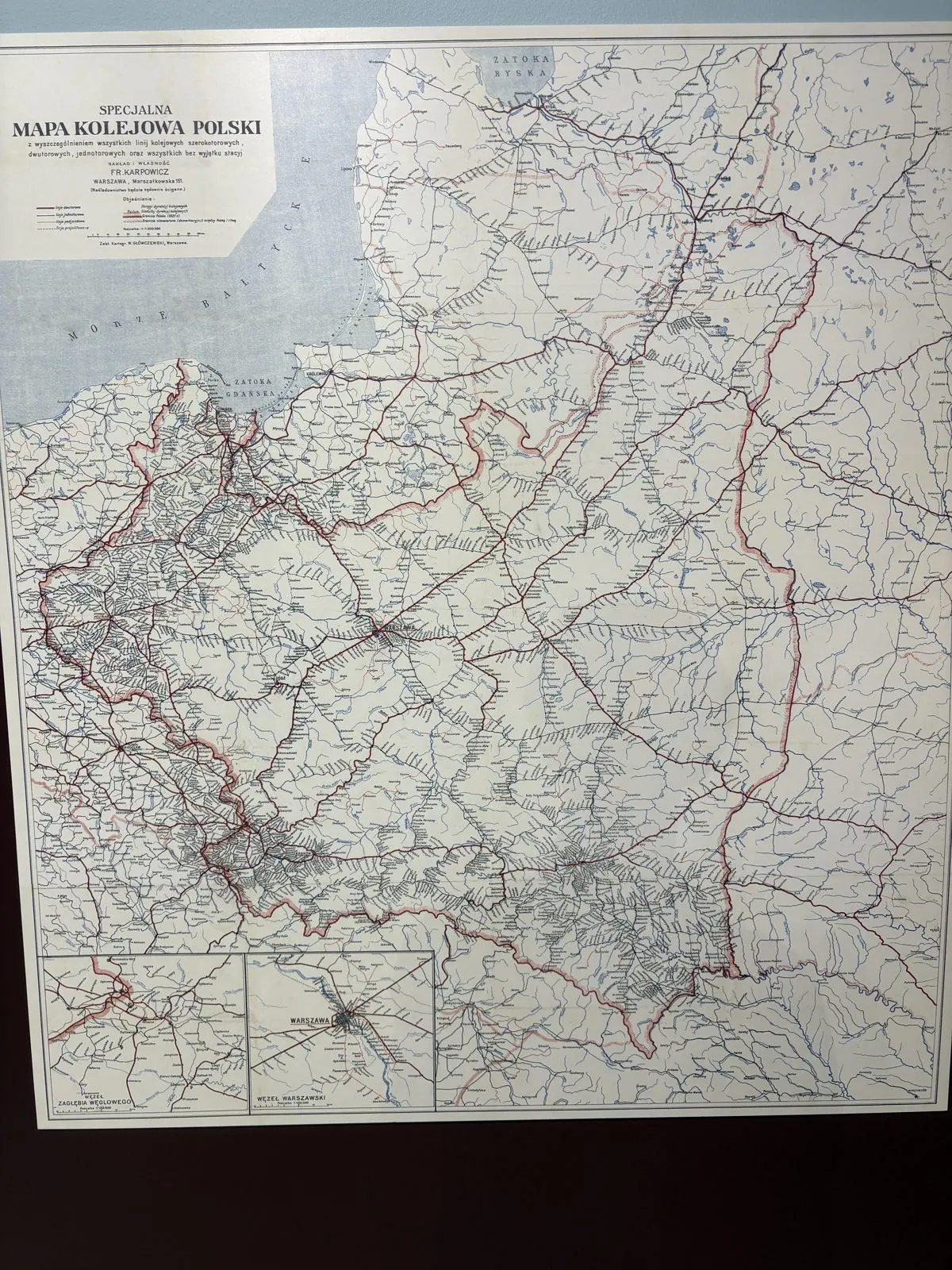 鉄道博物館に展示されていたポーランドの鉄道地図
